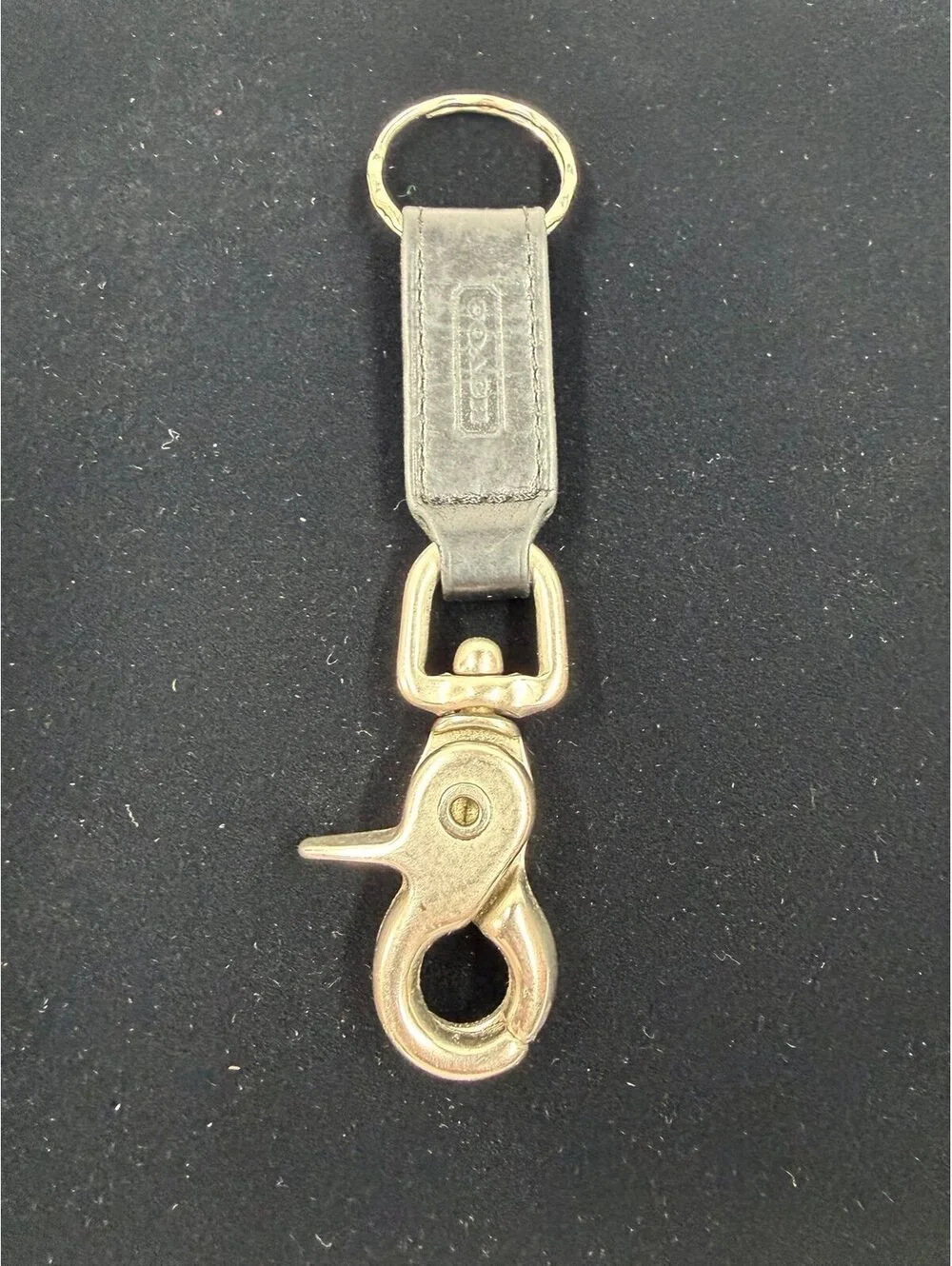 Vintage Coach Black/Silver leather Trigger Snap Valet Key Fob/Keyring